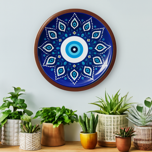 Evil Eye Mandala Wooden Wall Plate