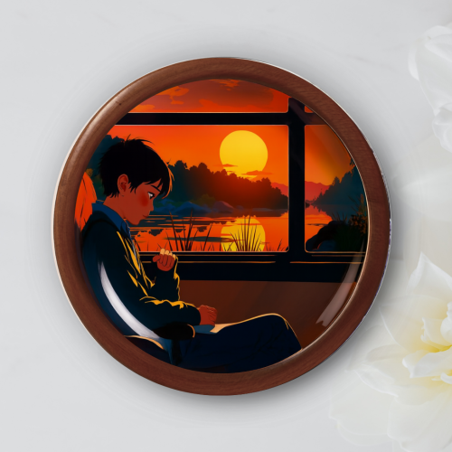 Sunset Contemplation Wooden Wall Plate