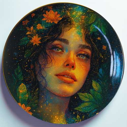 Ethereal Forest Maiden Ceramic Wall Plate