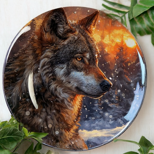 Winter Wolf Spirit Ceramic Wall Plate