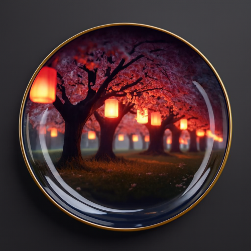 Lantern Lit Cherry Blossom Ceramic Wall Plate
