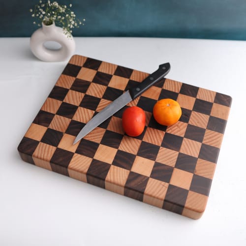 Wooden Cutting Board - Chess Pattern