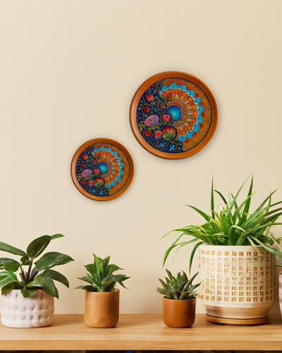 Twilight Bloom Mandala Wooden Decorative Wall Plate 10 inch - Image 2