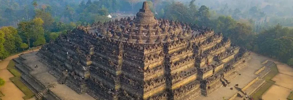 Sunrise view of Borobudur Temple in Yogyakarta, Indonesia