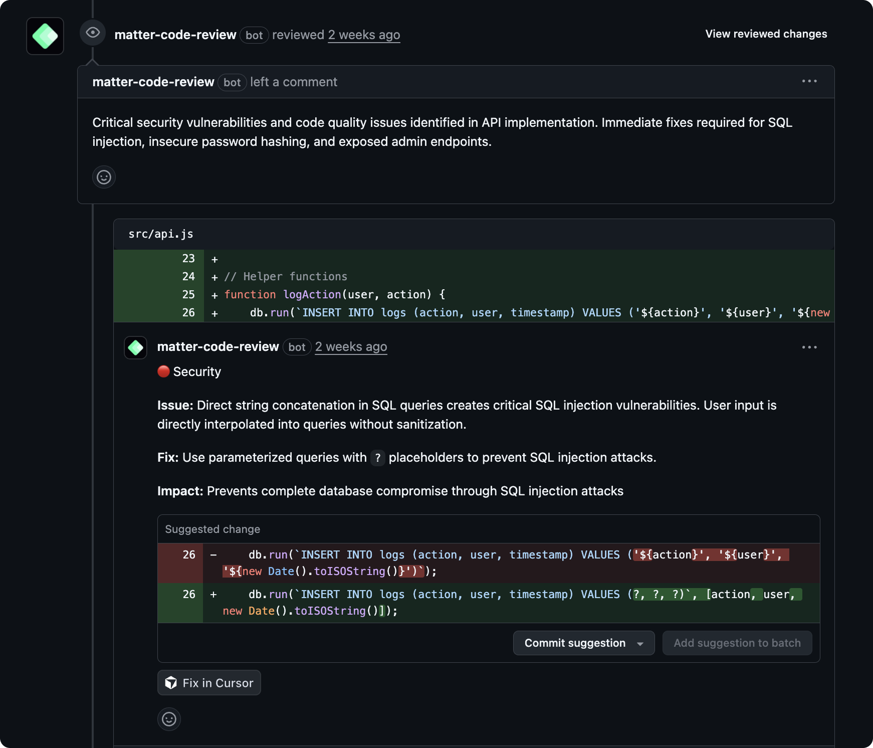 MatterAI Code Reviews