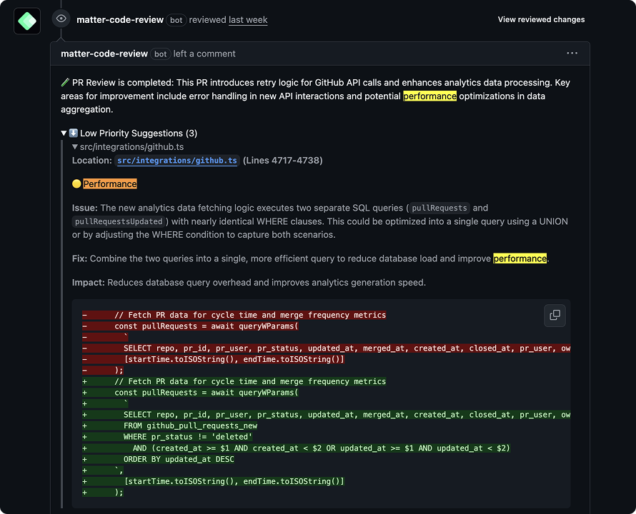 Clear PR review body with diff patch