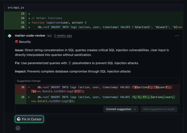 Fix in Cursor Button