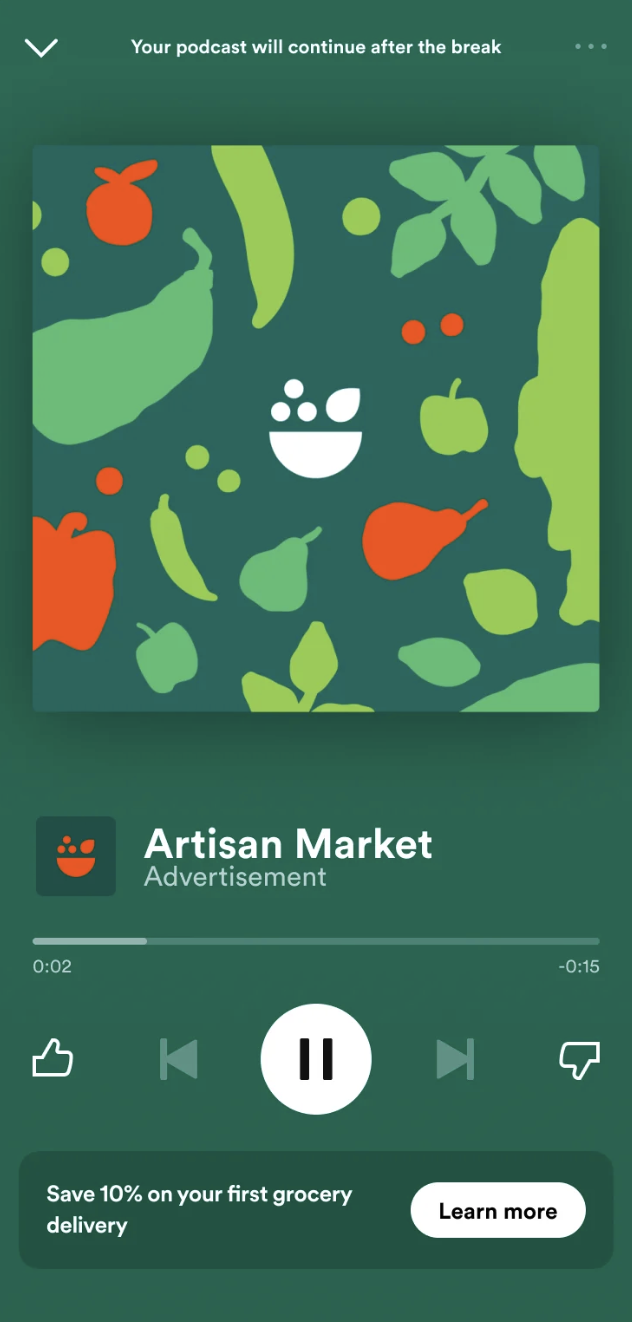 Publicité sur les podcasts.