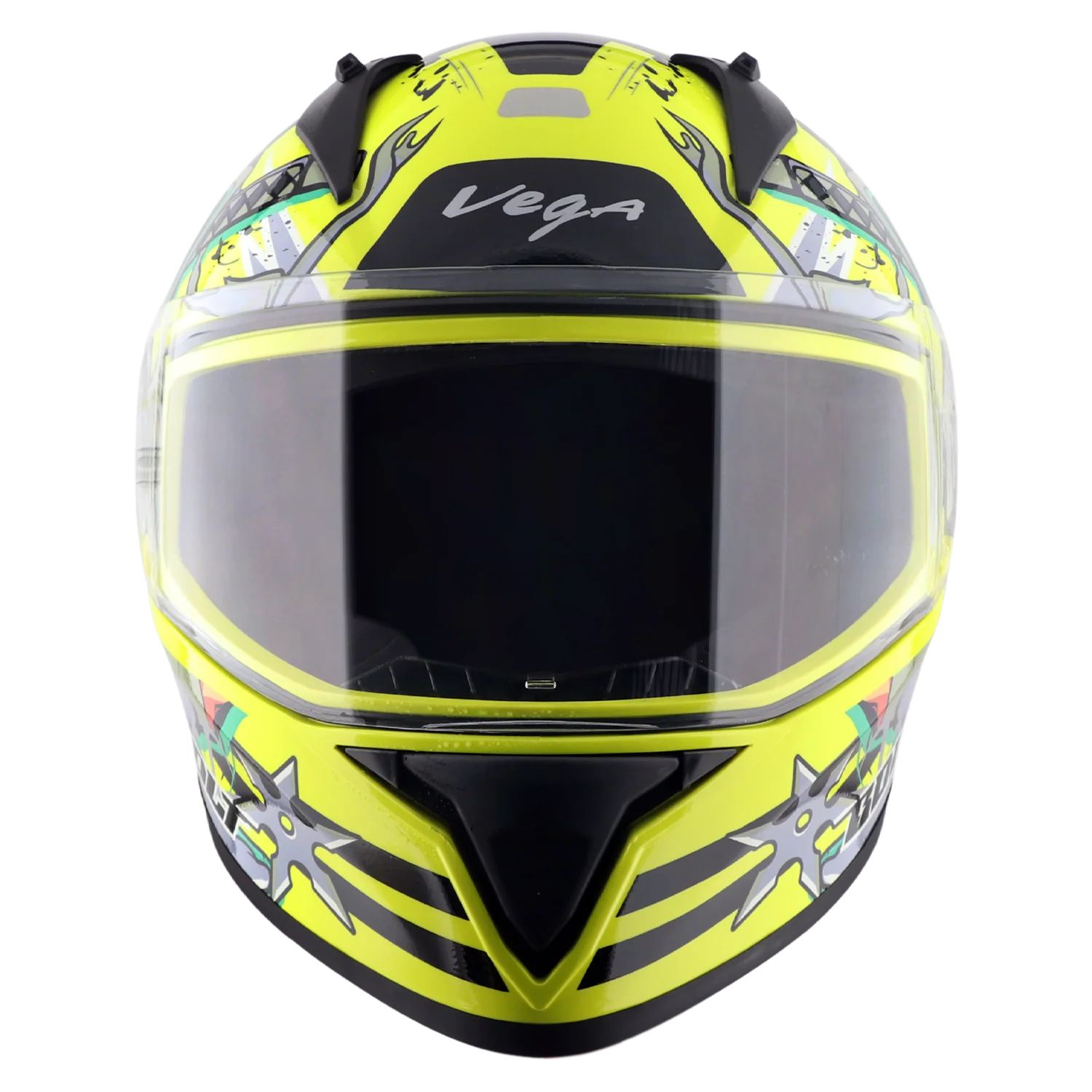 Vega Bolt Ninja Full‑Face Helmet | Neon Yellow Grey DOT/ISI | Nepal