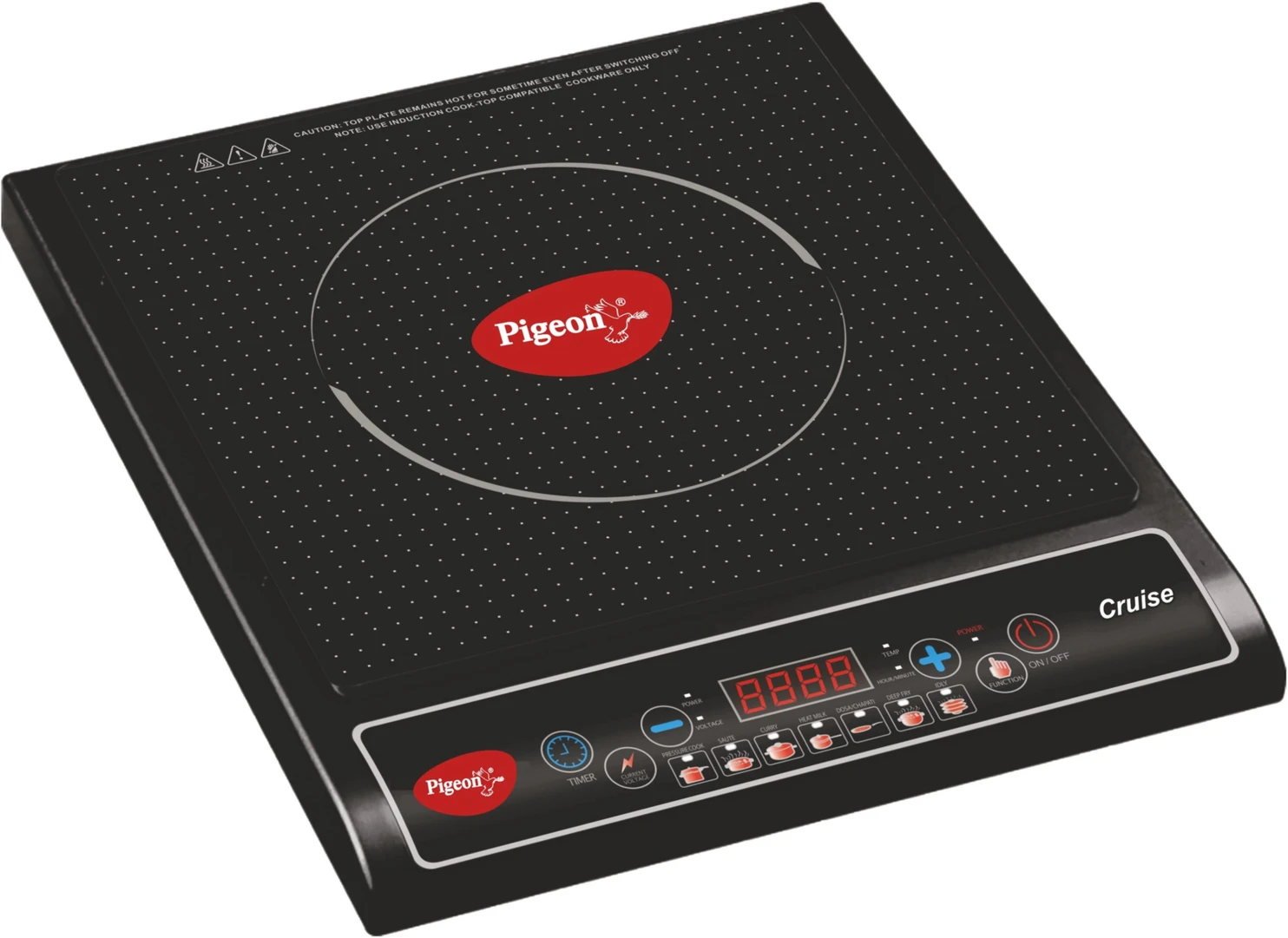 Pigeon Cruise 1800W Induction Cooktop | Black Crystal Glass - Nepal