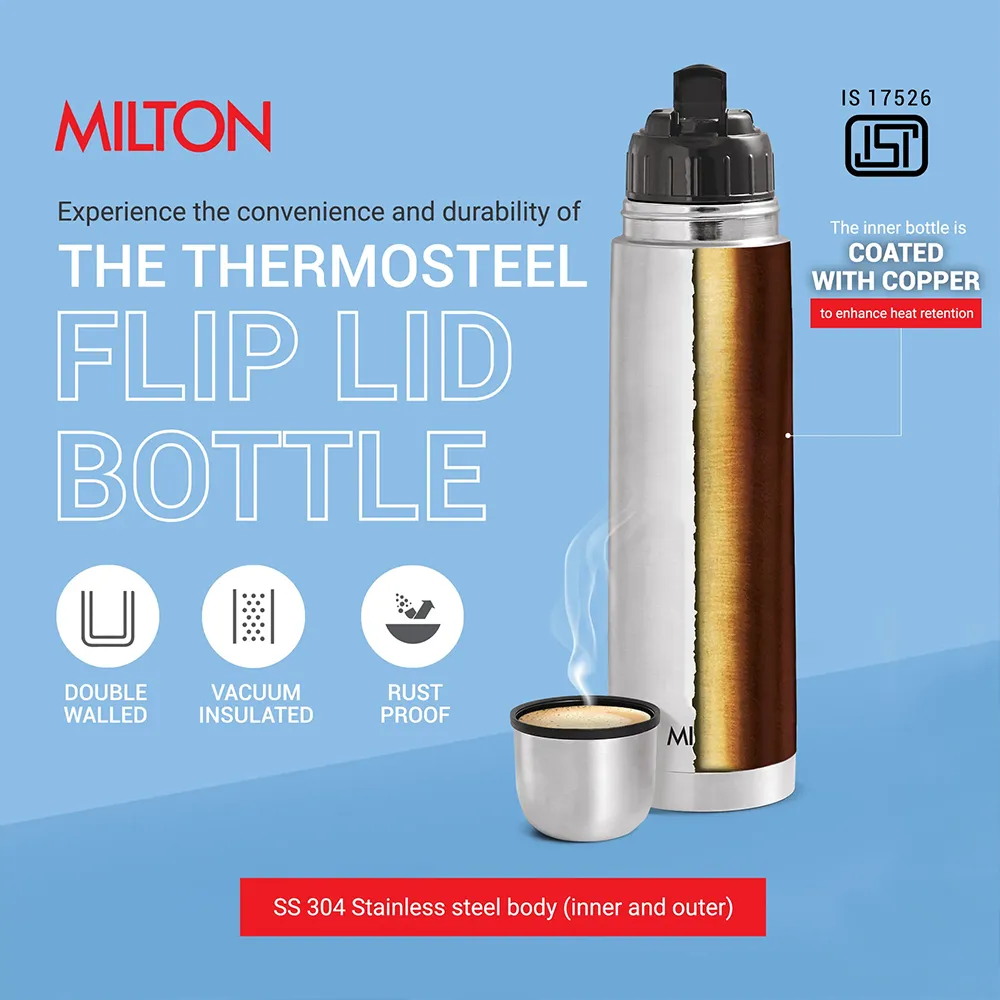 Milton Flip Lid Thermosteel Water Bottle price in Nepal-1