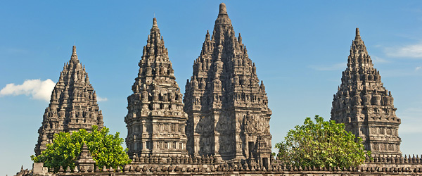Vista del tempio di Prambanan, complesso induista a Giava, Indonesia.