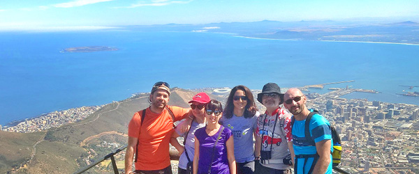 Panorama da Table Mountain su Cape Town e oceano, Sudafrica