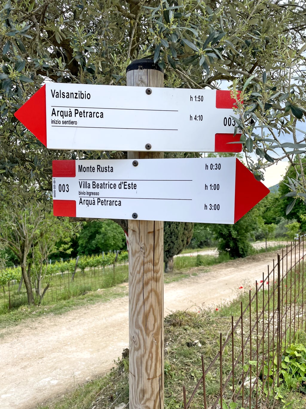 Segnaletica escursionistica nei Colli Euganei