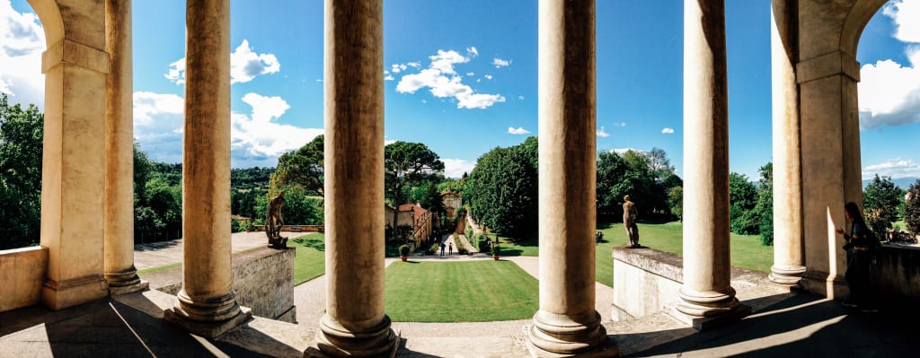 Panoramica sul giardino esterno da Villa La Rotonda, Vicenza