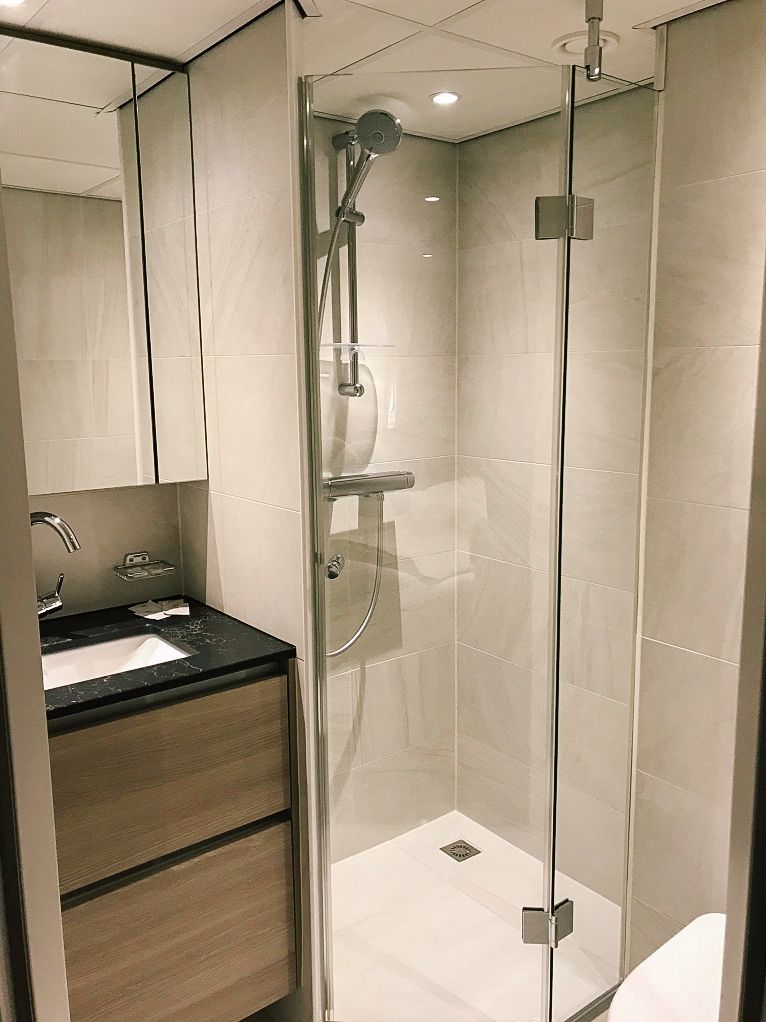 Bagno moderno con doccia a bordo della nave Willemstad