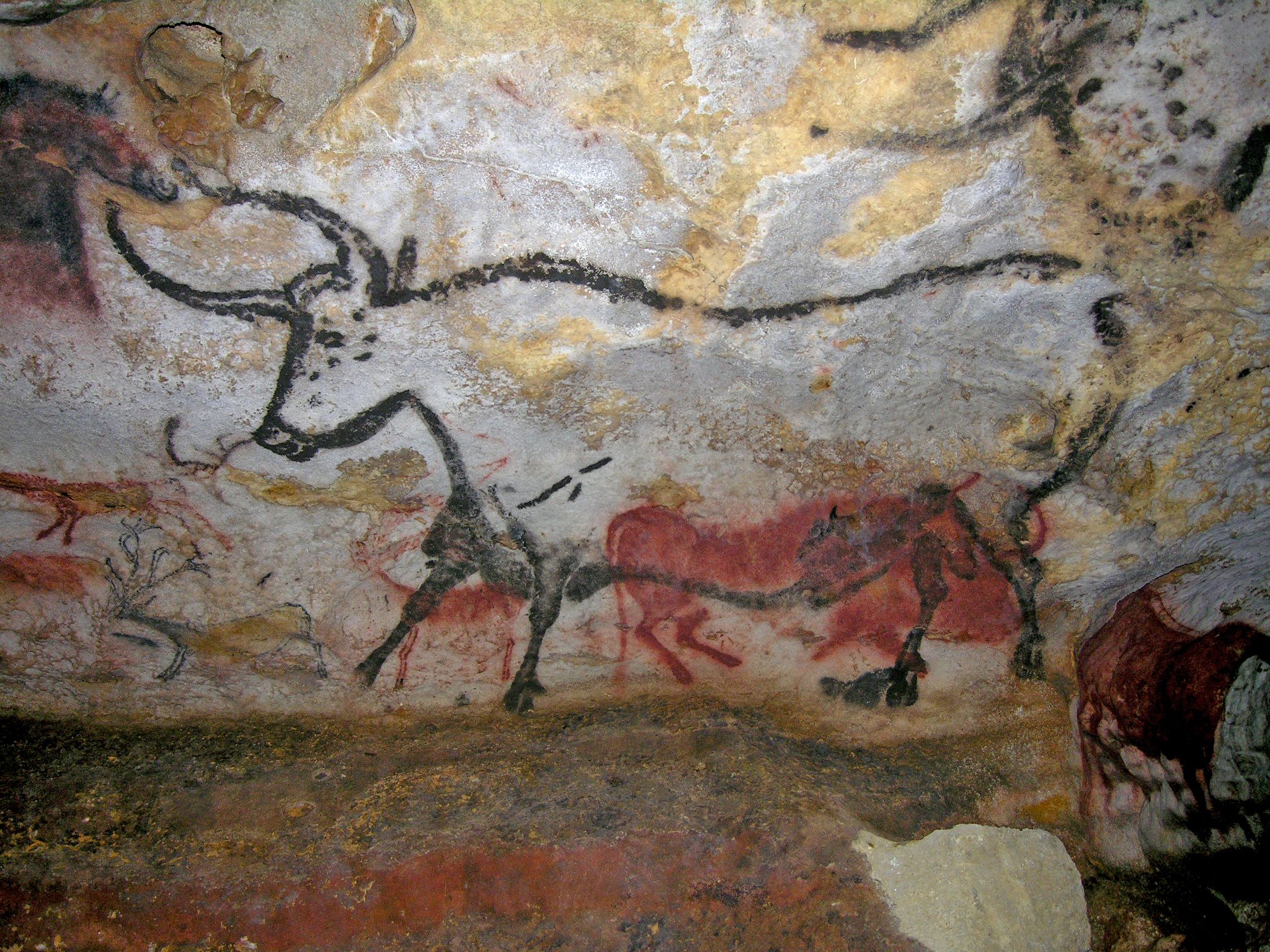 Dipinti rupestri preistorici nella Grotta di Lascaux, Dordogna, Francia