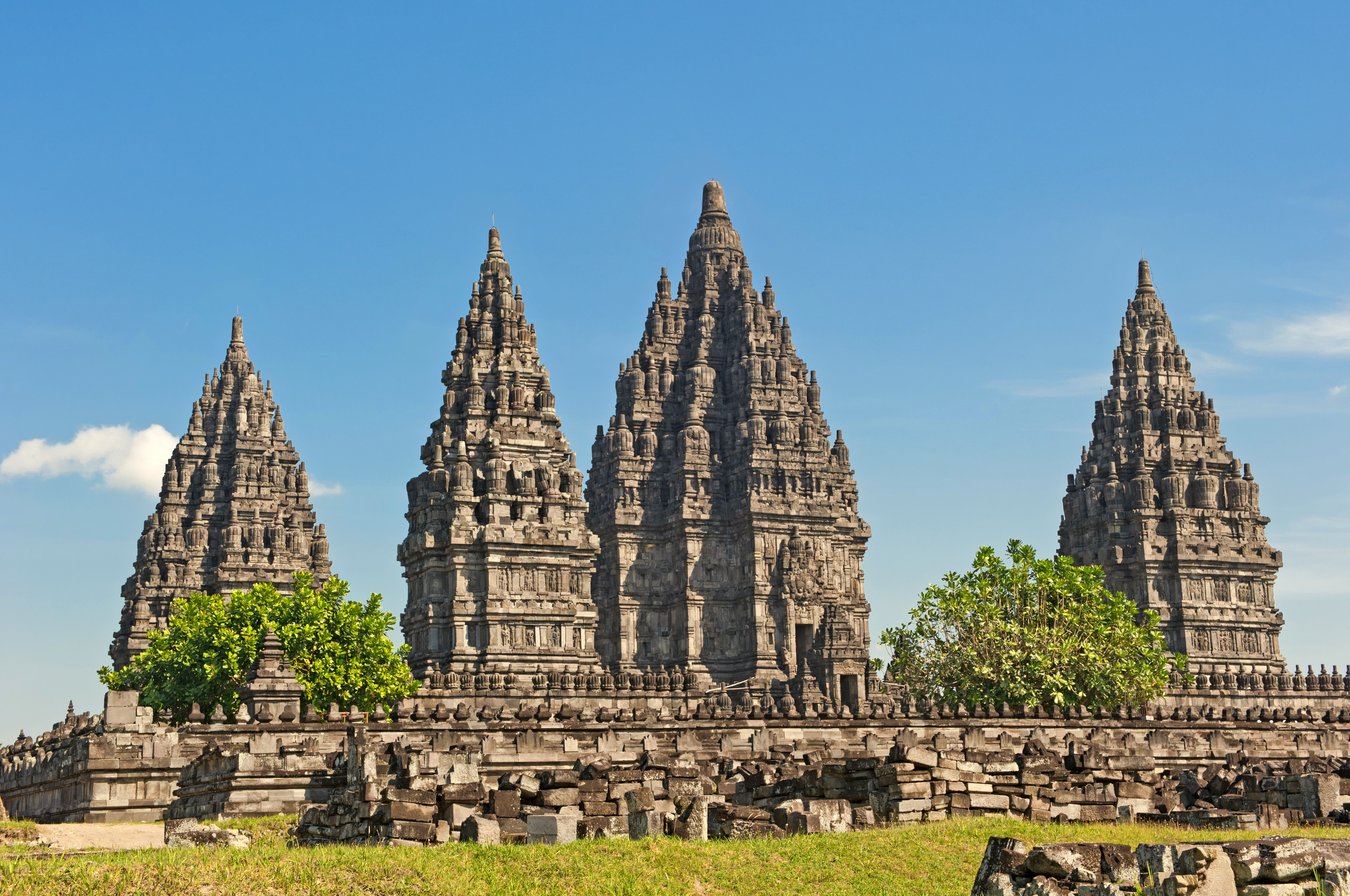 Vista del tempio di Prambanan, complesso induista a Giava, Indonesia.