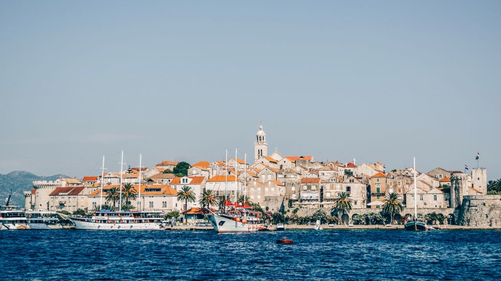 Blick auf die historische Stadt Split vom Meer aus, Dalmatien