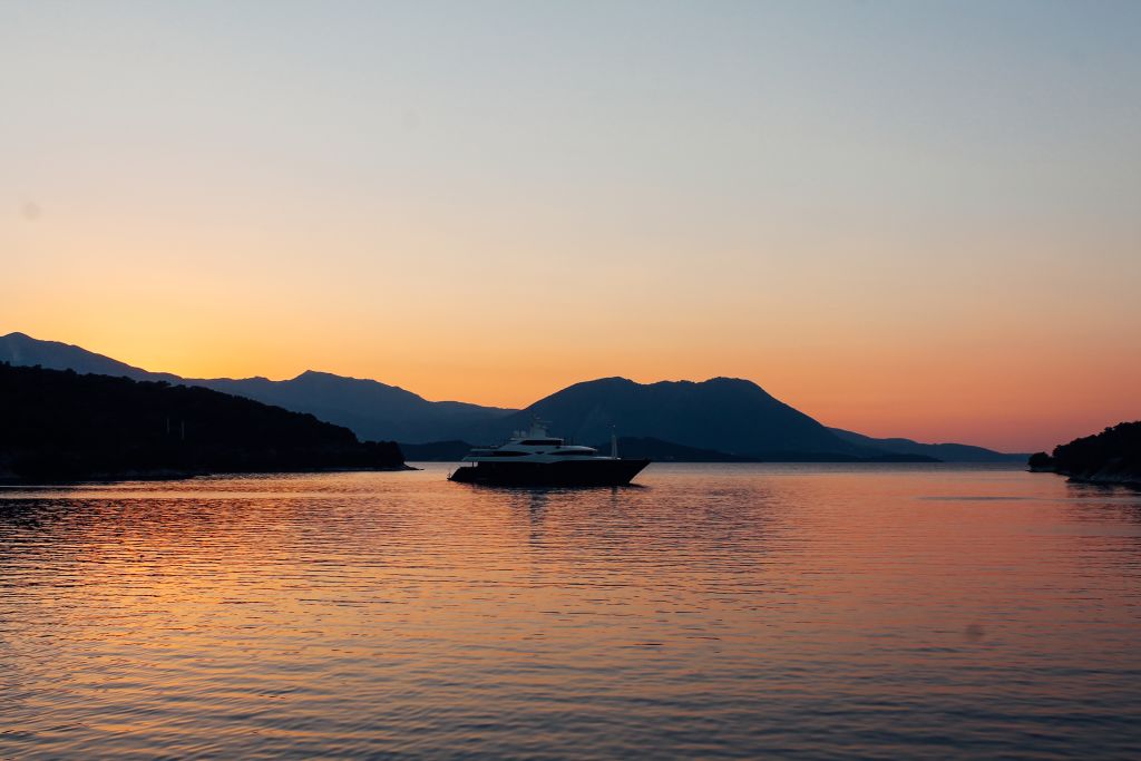 Warm sunset over the sea and coast
