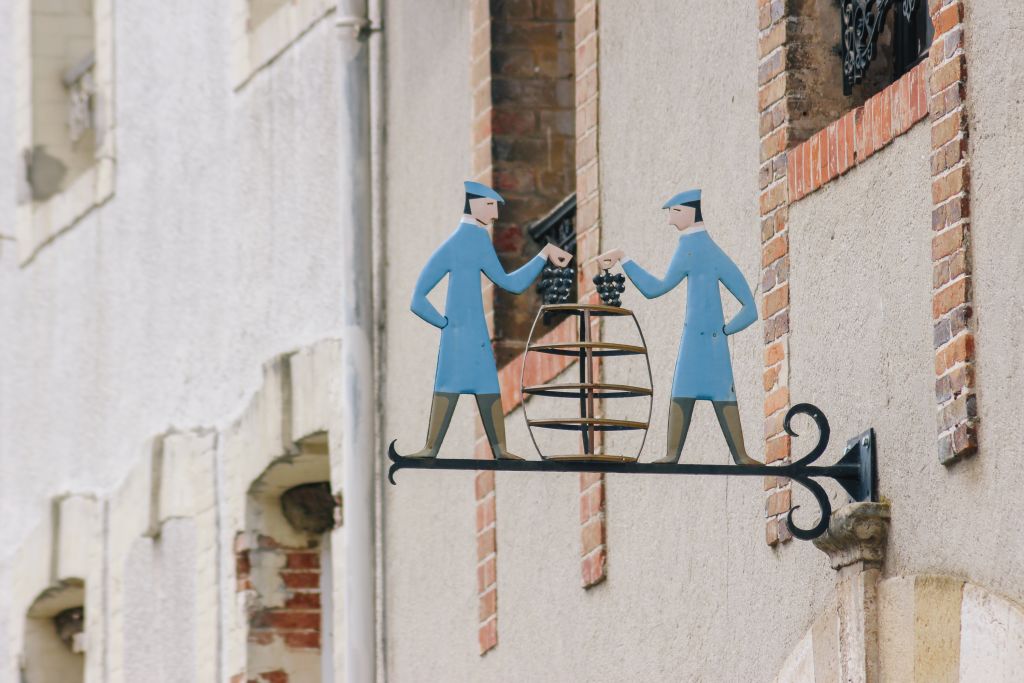 Sign of a traditional winery in Champagne