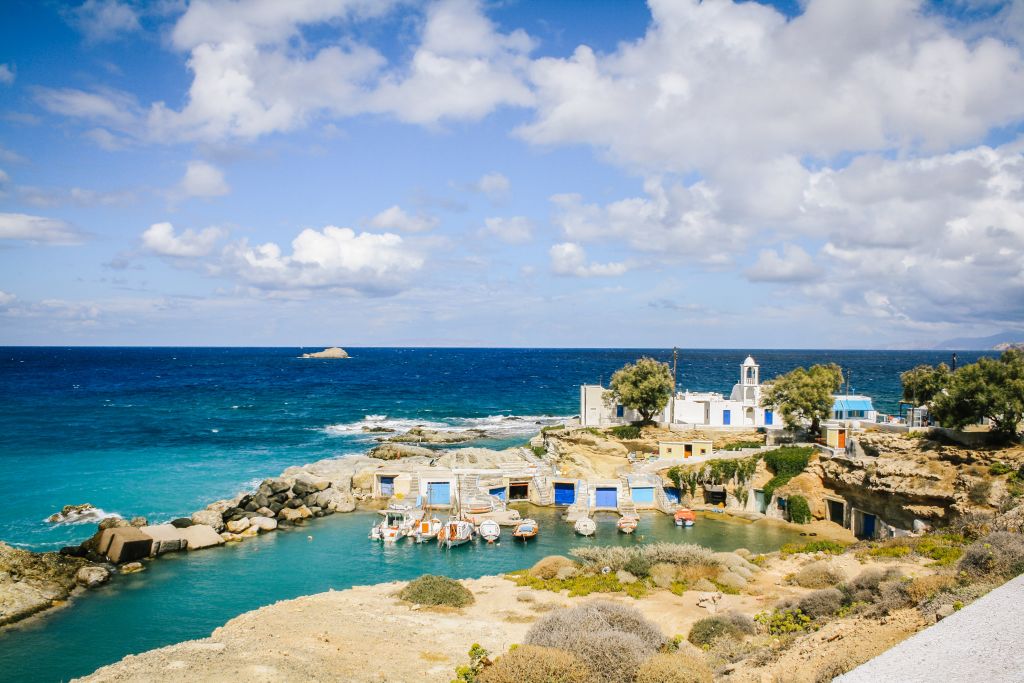 Vista panoramica sulla costa di Astypalea, Grecia.