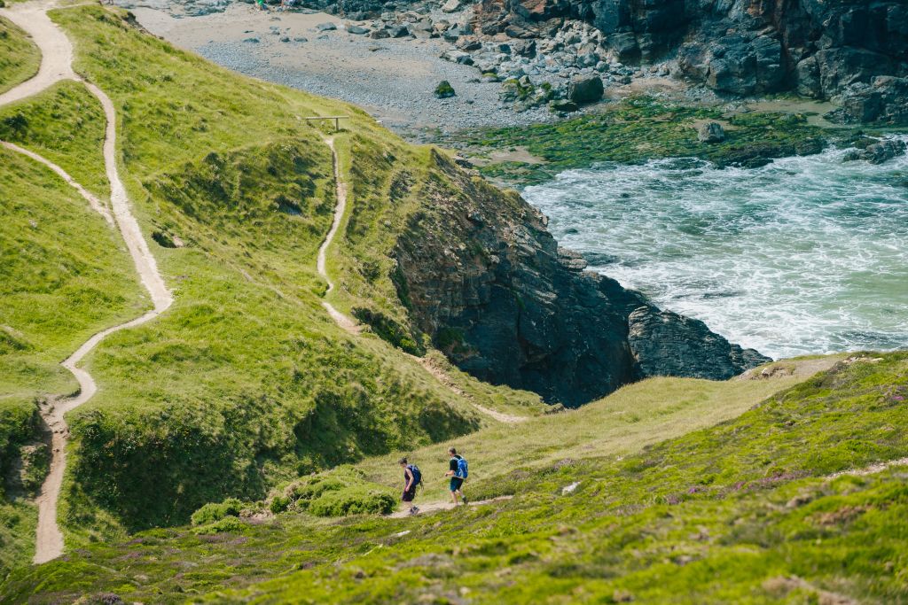 Paesaggio collinare verde con sentieri e alberi sparsi, Cornovaglia, viaggi trekking organizzati