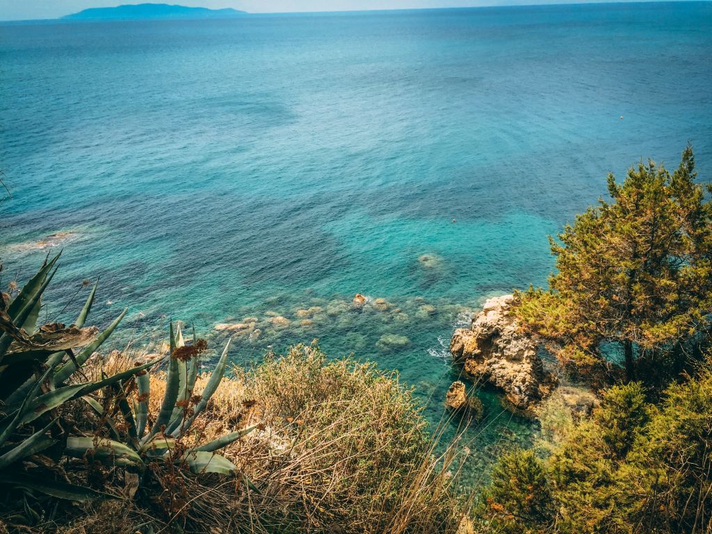 Vista sulle acque limpide dalla costa