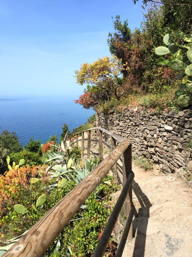Sentiero escursionistico con vista sul mare, Cinque Terre, Italia