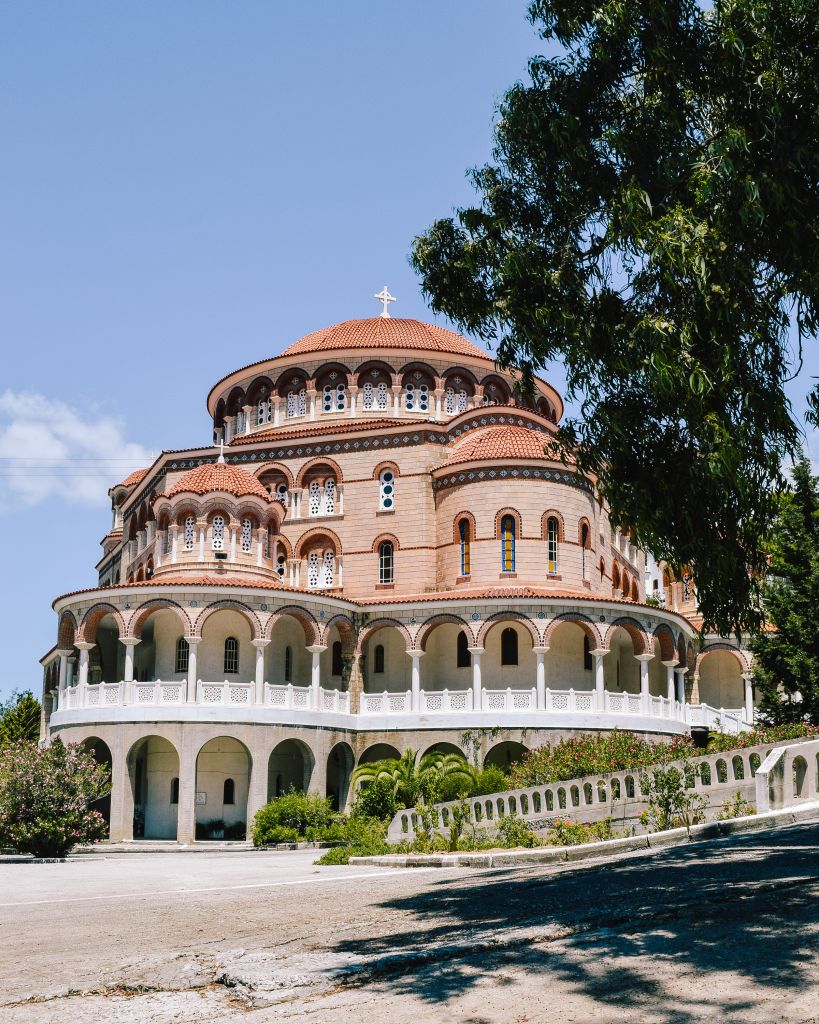 Orthodox monastery located on a hill in Athens, Greece.