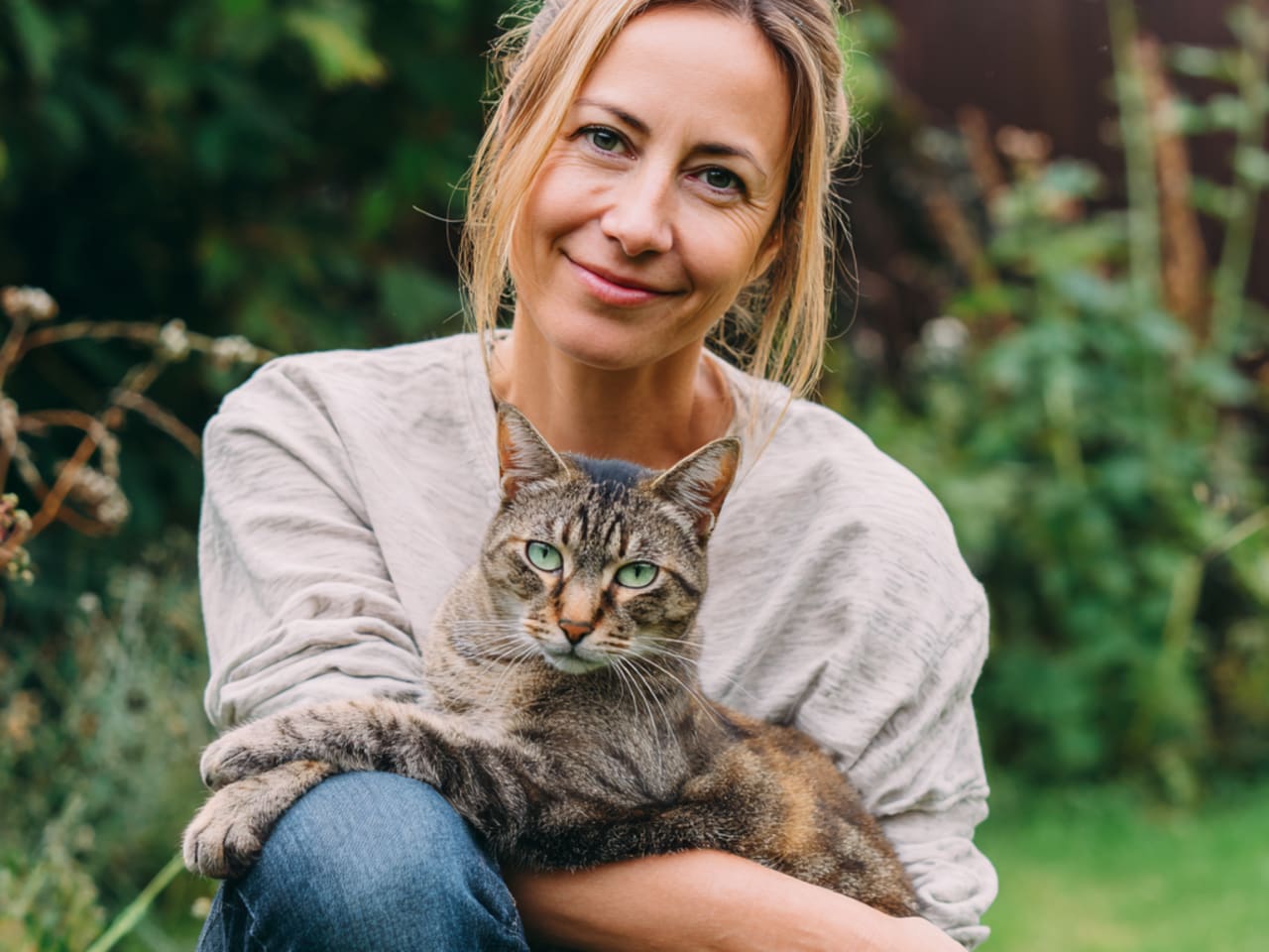 A cat with its owner