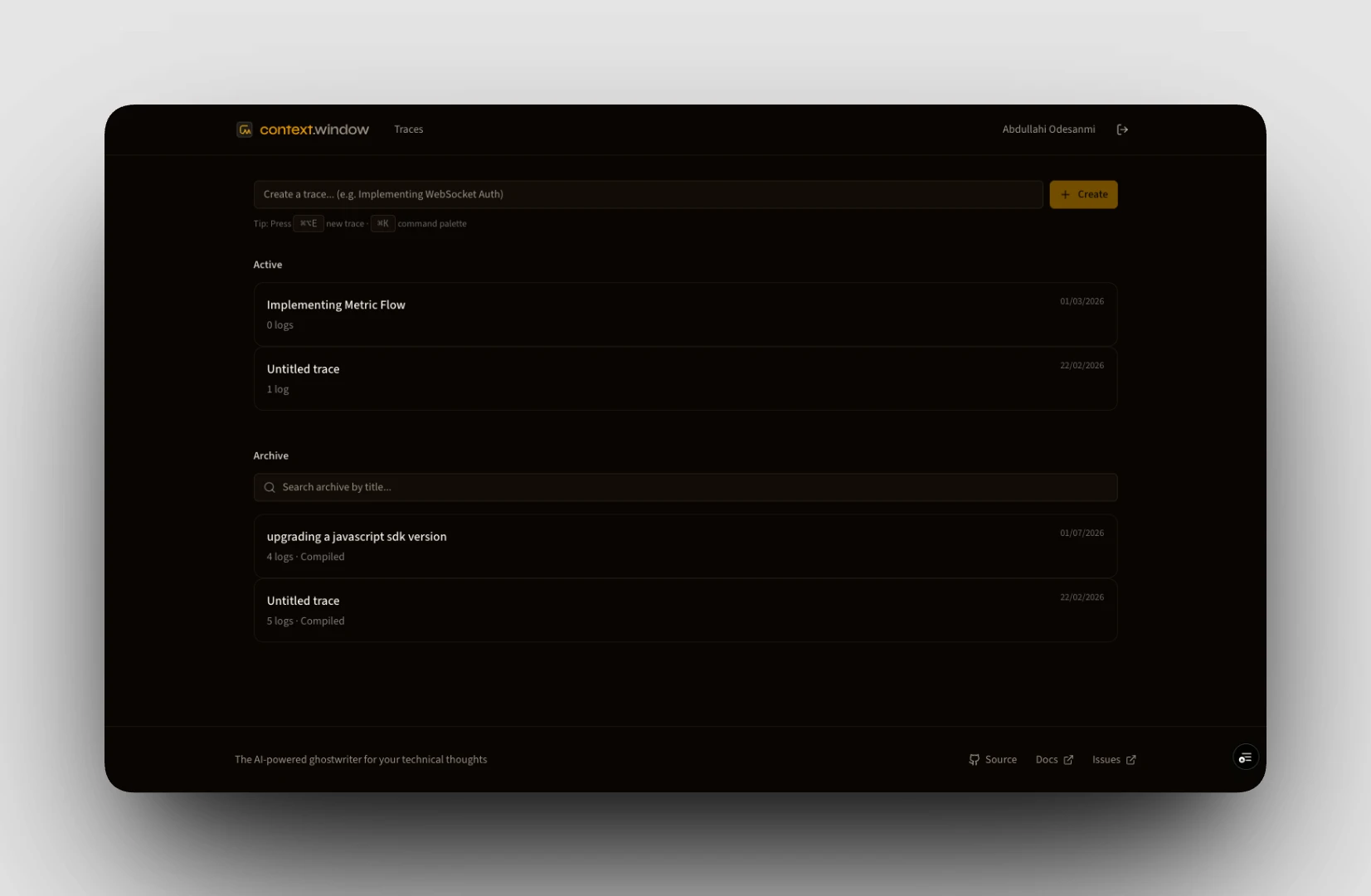 Split-screen review of source traces and generated Markdown