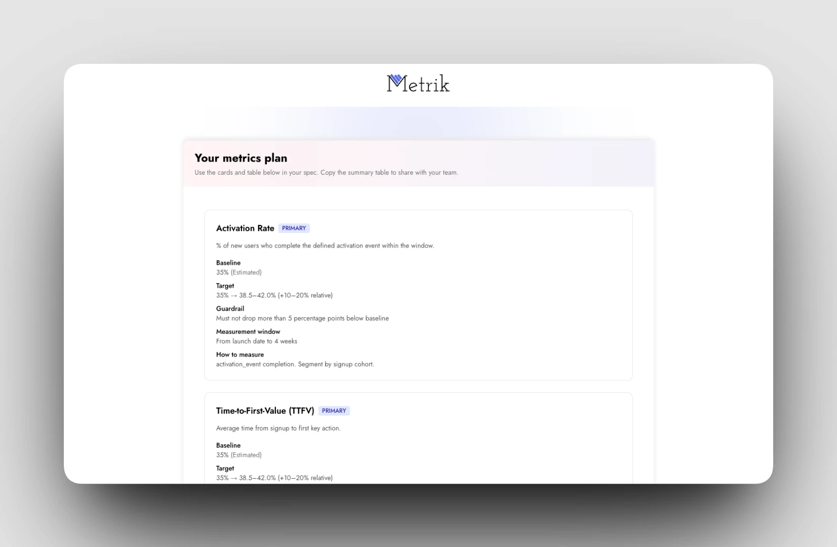 Guardrails and measurement guidance for the selected feature