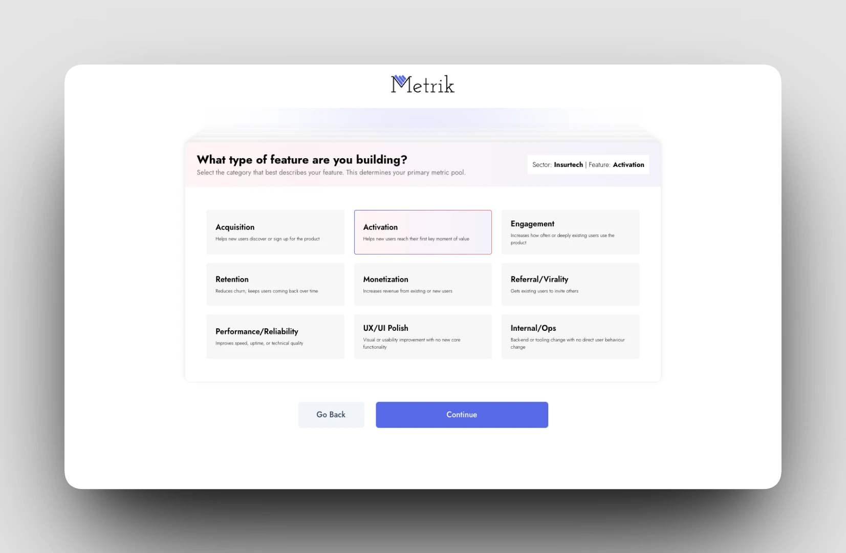 Recommended metrics with baseline and target ranges