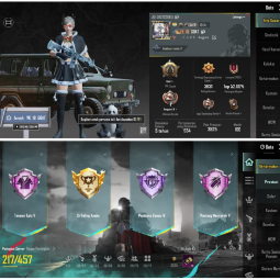 M416 GLACIER LEVEL 3|LEVEL ACC 52|SET OUTFIT 45|WEAPONS 30|EMOTE 28|PARACHUTE 17