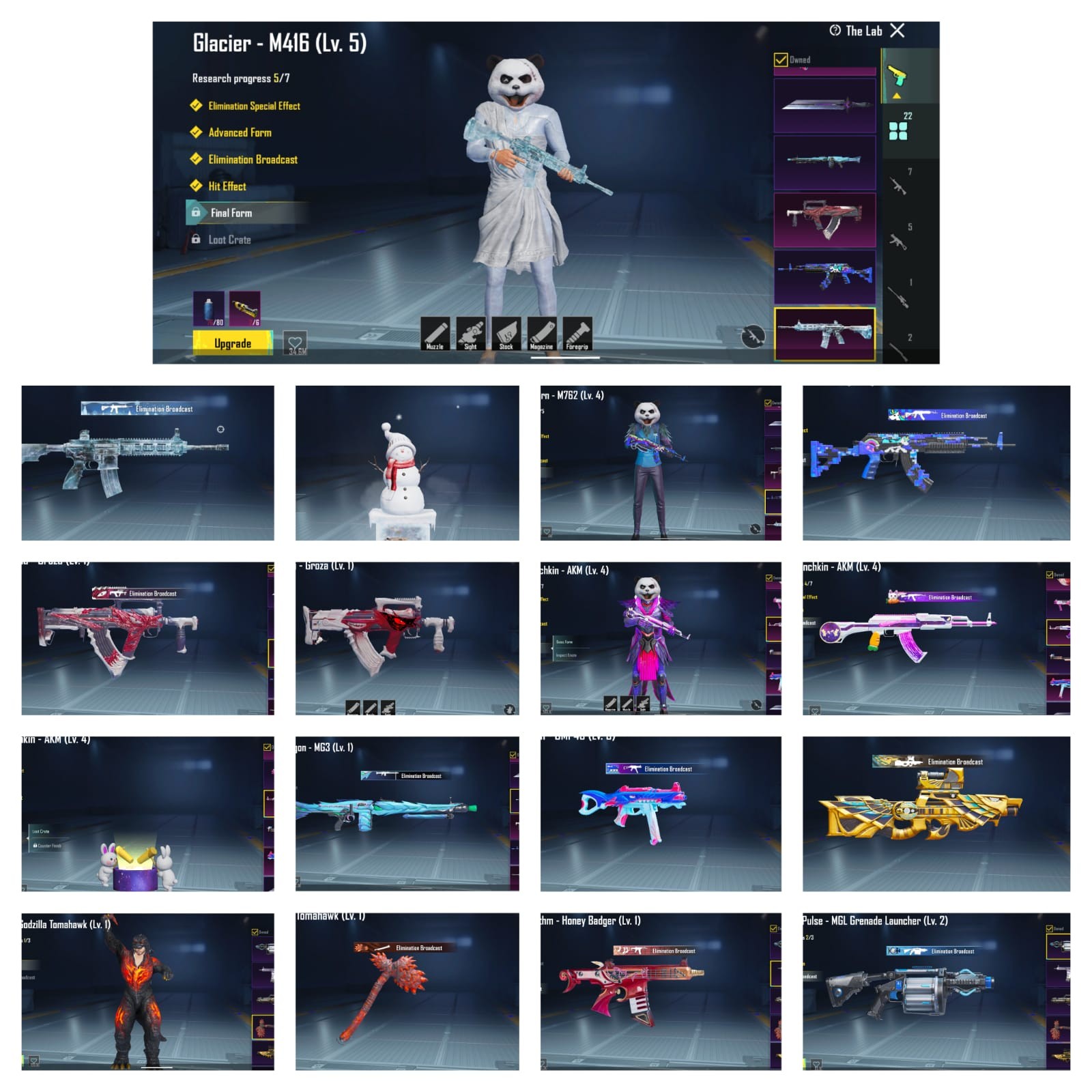 LVL 79 🏮 100 Mythics 🏮 Wow Creator Acc 🏮 23x Gun Labs 🏮 M4 Glacier L5 🏮 Bunny AKM L4 🏮 8-Bit M762 L4 🏮 2x Mythic Bags 🏮 P203