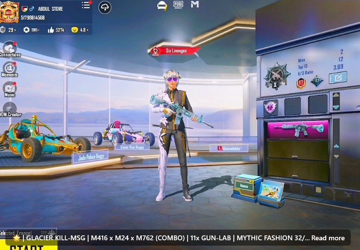 Glacier M416 wiKill-Msg | M416 x M24 x M762 Combo | 11x Gunlab | Mythic Fashion 32/50 | 5x Extra Mythics | Extra Emotes Number Empty M416 Glacier Lvl 4