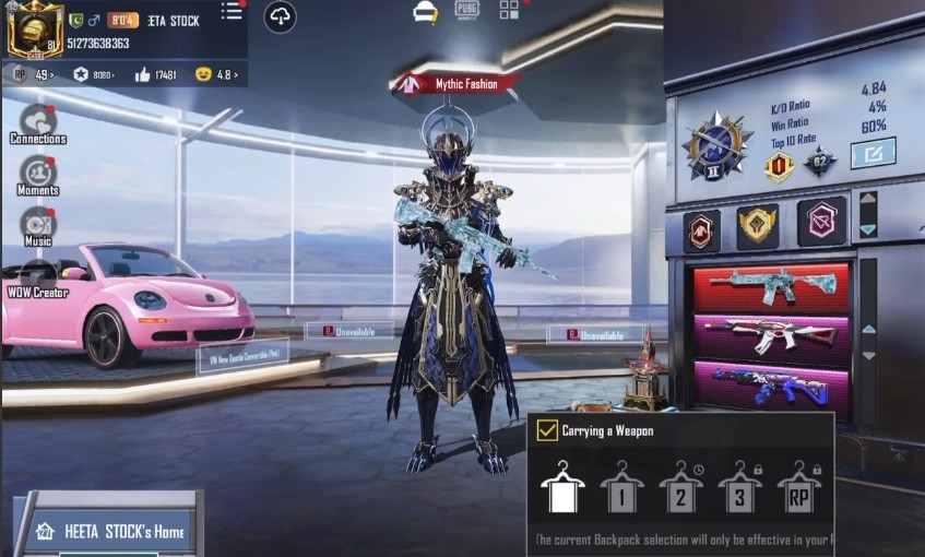 Poseidon X-Suit 4★ | 5x X-Suits | VW New Beetle 🚗 | Mythic Fashion 107 | 25x Gunlabs | M416 + AKM Combo | 18x Extra Mythics | 4x Kill Msg | Loaded Inv | Lvl 81