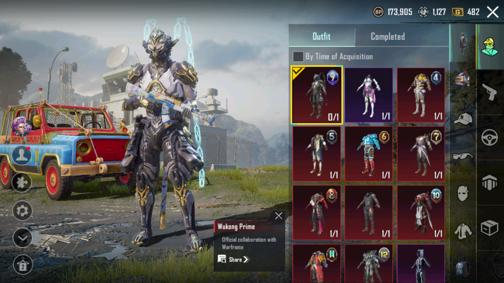 #P643 [Android] Lvl 59|223 UC|5 Title|Royal Pass M456789101112 Max (9 RP Max)|10 Mytic Costume|HOT Mytic Wukong Prime (M9)|AKM Graffiti Wall|81 Costume|ME