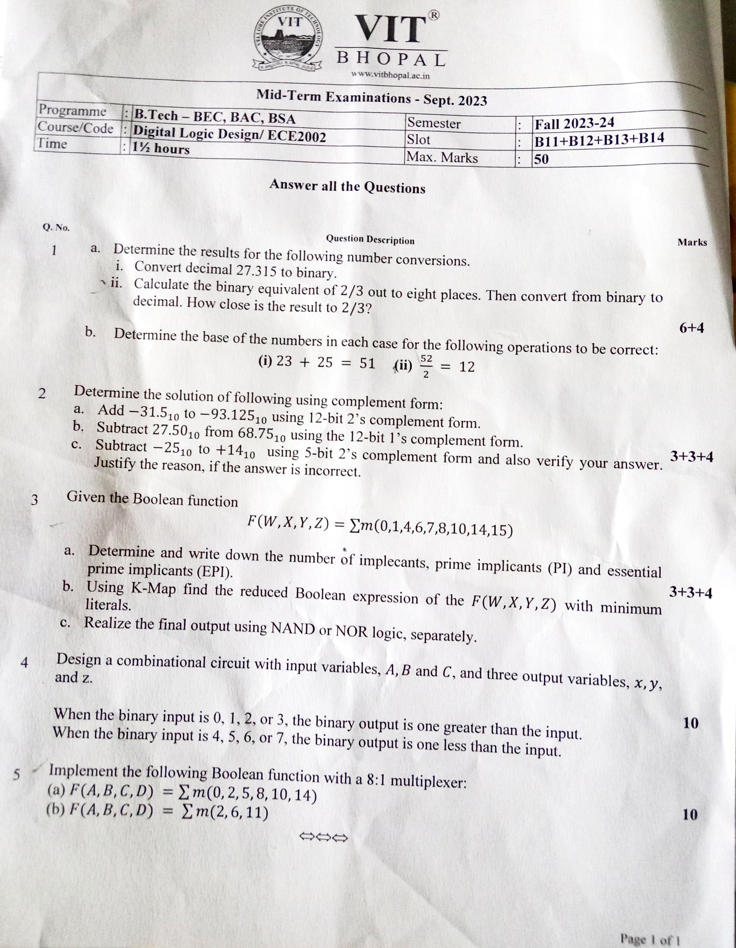 PassVitian – Previous Semester Papers | VIT Bhopal