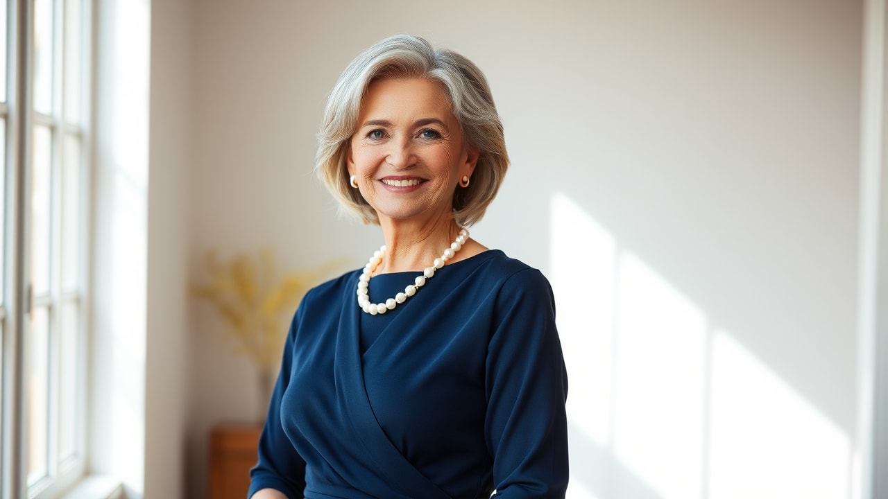 Flattering dress styles showcasing elegant silhouettes for women over 60