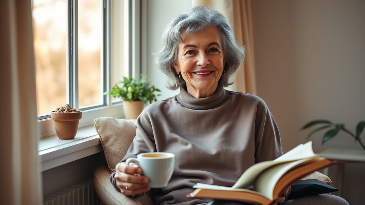 Elegant woman over 60 enjoying a graceful lifestyle with confidence and joy