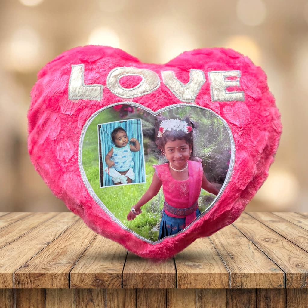 Personalized Heart Photo Cushion – LOVE Design