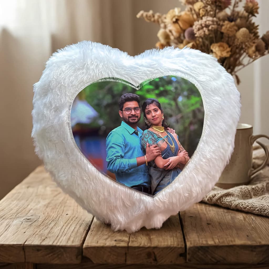 Personalized Heart Shape LED Photo Cushion