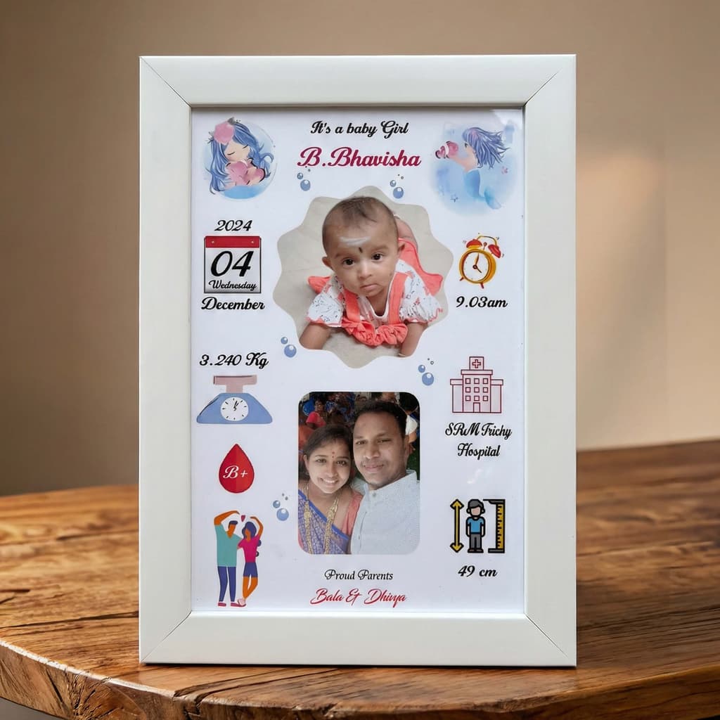 Personalized Baby Birth Details Photo Frame