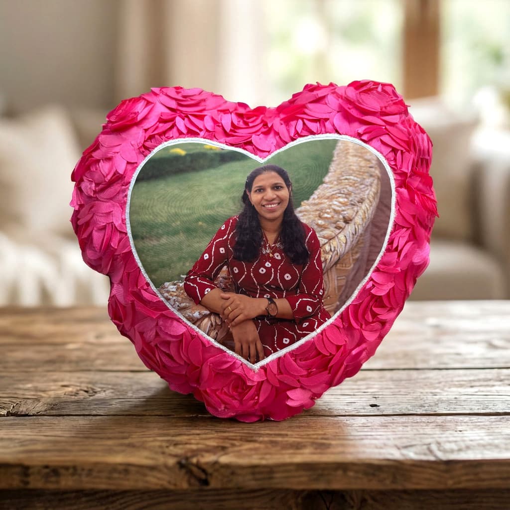 Personalized Heart-Shaped Photo Cushion