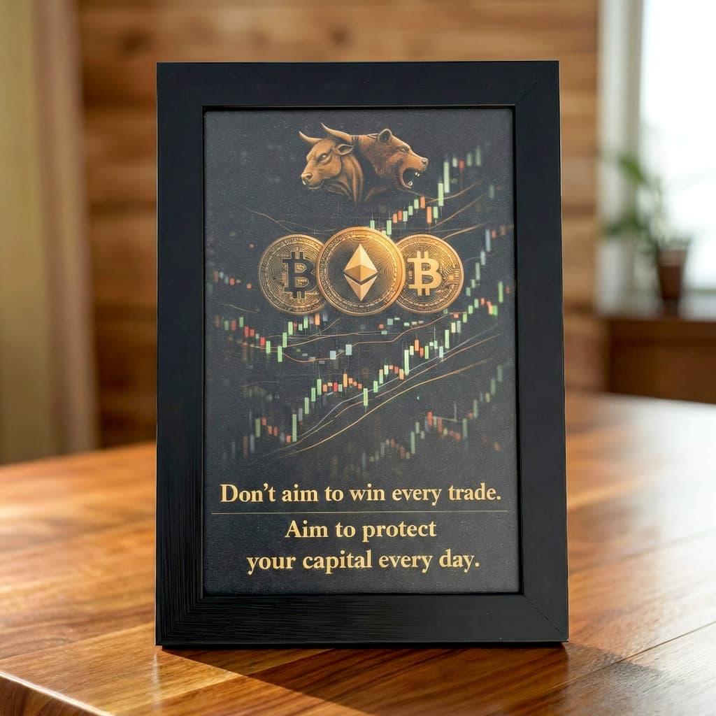 Crypto Trading Motivation Frame – Bull & Bear Market Wall Art