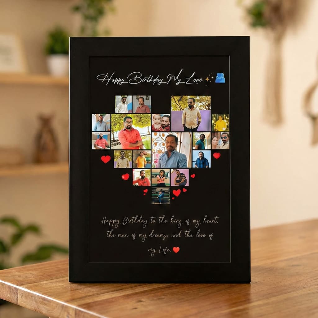 Personalized Photo Collage Frame – Heart Theme 