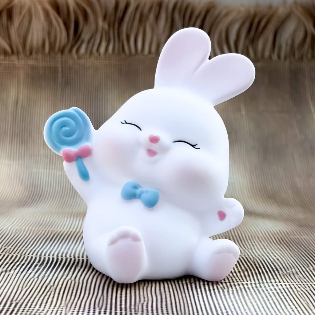 Cute Bunny Lollipop LED Night Lamp – Soft Silicone Warm Light for Kids Bedroom & Gifts