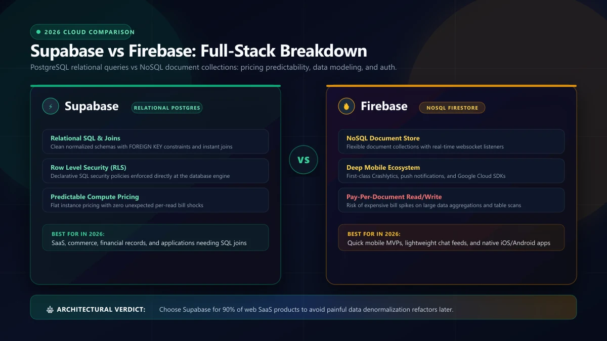 Supabase vs Firebase in 2026: Which Backend Should Your Product Use?